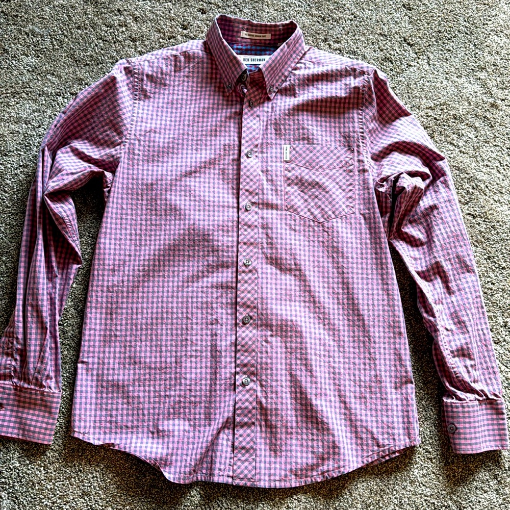 Ben Sherman Pink Plaid Original Gingham Shirt size Medium